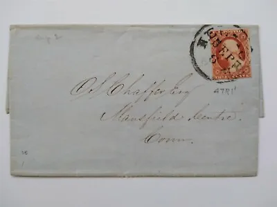 New York: NYC 1851 09/06 #10 Folded Letter Cover To Mansfield Centre Ct • $95