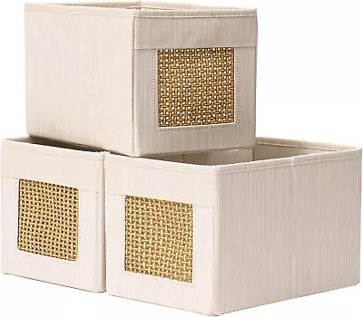 Small Foldable Storage Bins Fabric Storage Bins With Paper Mesh Storage Basket • $34.99