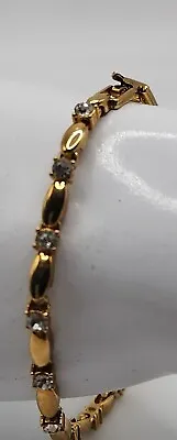 Vintage Bracelet 7.5 Inch Goldtone Rhinestones Signed AVON 1970-1980 • $12.75