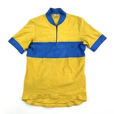 Vintage Men’s Cycling 1/4 Zip Yellow Blue Lycra Jersey Size M • $30
