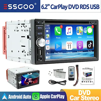 CarPlay Double 2Din Touch Car Stereo Radio Bluetooth CD DVD Player USB AM/FM RDS • $110.54