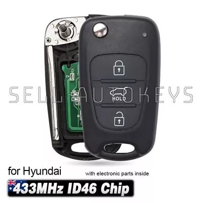 For Hyundai IX35 I30 I20 Elantra 433MHz ID46 Tranponder Flip Remote Car Key Fob • $35.49