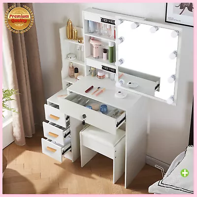 New Vanity Makeup Table Set With Sliding Lighted Mirror Bedroom Dressing Table • $175