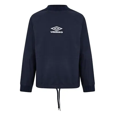 Umbro Mens Drill Sweat Top Crew Sweater Collared Drawstring • £18