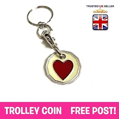 £1.89 • Buy Red Heart Love Shop Trolley UK £1 Pound Coin Token Locker Fob Keyring Keychain