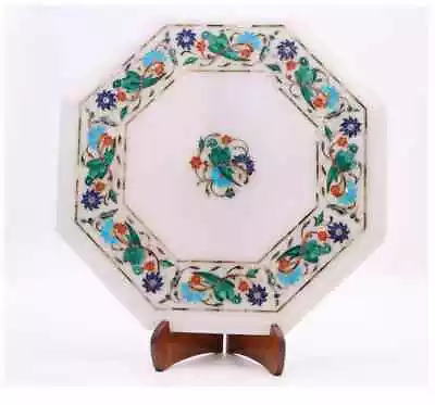 18  White Dining Coffee Marble Table Top Flower Inlay Malachite Room Decor O6 • $510