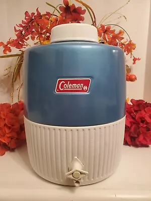 Vintage ~  Coleman Jug ~ Thermos Cooler 2 Gallon Blue & White ~ Made  In USA ~ • $19.99