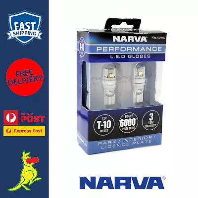 Narva T10 LED Globes White T-10 LED Wedge Globe 12V GENIII 6000°K Pair • $26.99