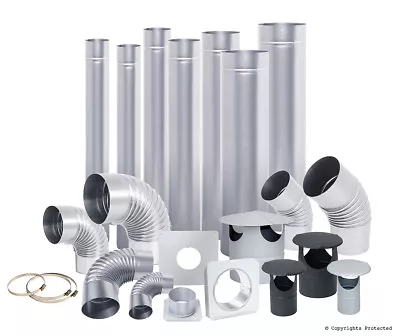 £13.49 • Buy STEEL FLUE PIPES / ELBOWS / RAIN CAPS  From 4 Inch / 100 Mm To 8 Inch / 200 Mm