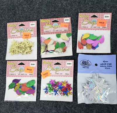 NOS Vintage Sequins Lot Leaves Stars Packaged Sewing Crafts Art • $9.48