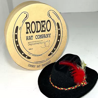 New In Box Dept 56 Mini Rodeo Cowboy Hat Ornament Black W/Feathers • $18.94