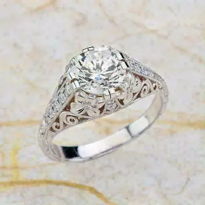 Vintage Art Deco 2.50 Carat Round Lab-Created Diamond Filigree Engagement Ring • $148