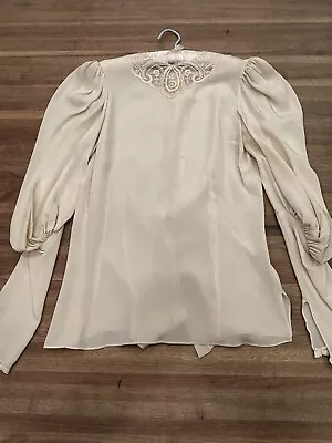 Vintage Women's Victorian Edwardian Style Lace Embroidered Blouse Silk Unworn • £88.41