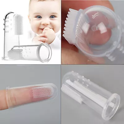 Kids Teether Soft Baby Oral Finger Toothbrush Infant Toddler Care Brush Massager • £2.25