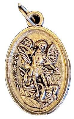 Vintage Catholic Saint St Michael Guardian Angel Silver Tone Medal • $9.99