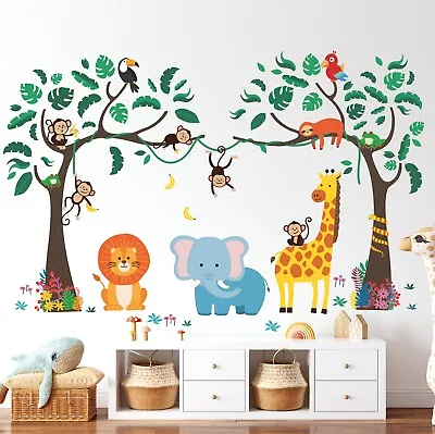 £12.99 • Buy Decowall SG-2112 Jungle Tree And Animals Wall Stickers For Kids Bedroom Playroom
