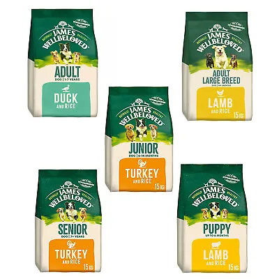 £63.45 • Buy James Wellbeloved Dry Dog Food Kibble Mixed Variety Bags Turkey, Lamb, Duck 15kg