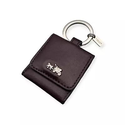 Coach Horse Carriage Purple Brown Smooth Leather Picture Holder Magnetic Key Fob • £46.71