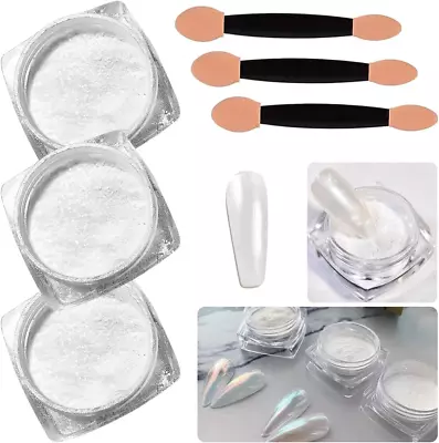 3 Boxes Aurora Chrome Nail Powder High Gloss Glitter Nail Art Ice Transparent Wh • $12.20