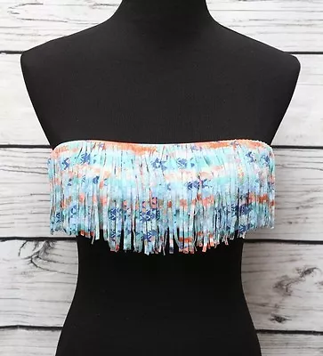 L-Space NWOT -Straight Fringe Bandeau Bikini Top Multi Color Arrows Sz S • $22