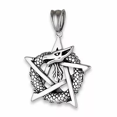 Ouroboros Necklace Stainless Steel Dragon Pentacle Pendant Mens Womens Jewelry • $19.99