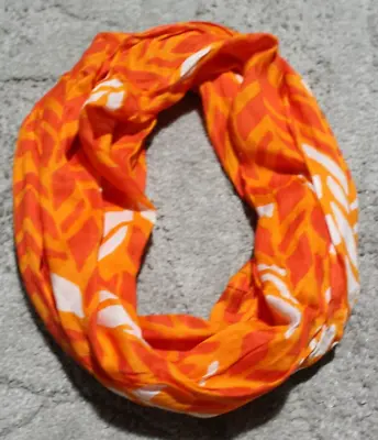 Coldwater Creek Infinity Scarf Bright Orange White Chevron Zig Zag 19x70  • $12.99