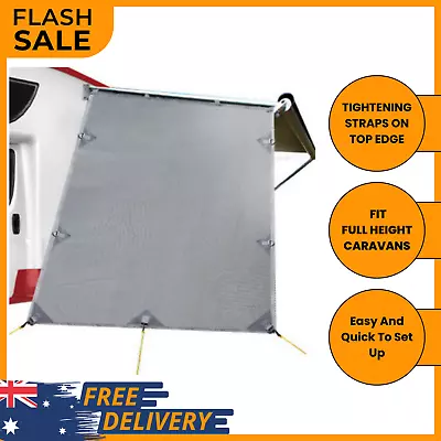 Grey Caravan Privacy Screen 1.95 X 2.2M End Wall Side Sun Shade Roll Out Awning • $53.99