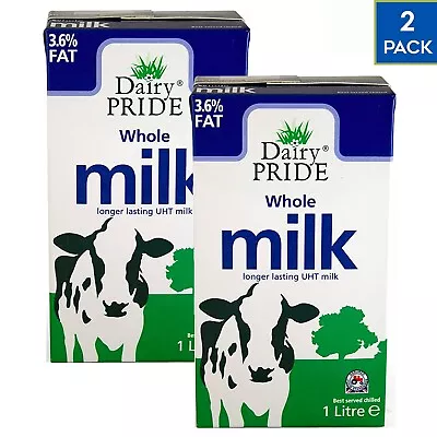 2 X 1 L Dairy Pride Longer Lasting UHT Whole 3.5% Fat Milk • £7.65