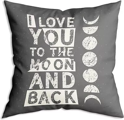 ZNGFON I Love You To The Moon And Back Lunar Gray Throw Pillow Cover 18x18...  • $21.46