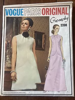 Vogue Givenchy Paris Original Dress Pattern 2208; Sz 12; Bust 34; New; Uncut • $25