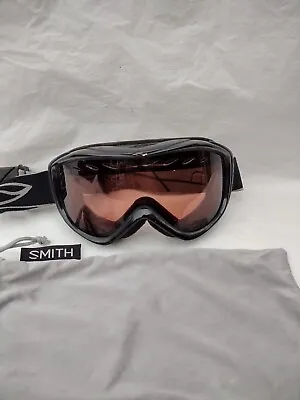 $25 • Buy Smith Adult Ski Goggles Black And Gray Strap With Original Carrying Case Bag