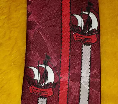 1950s 1960s ~WEMBLEY BOLD ~VINTAGE SKINNY ~MENS TIE ~ RED W/ SAILING SHIPS ~ 52  • $19.99