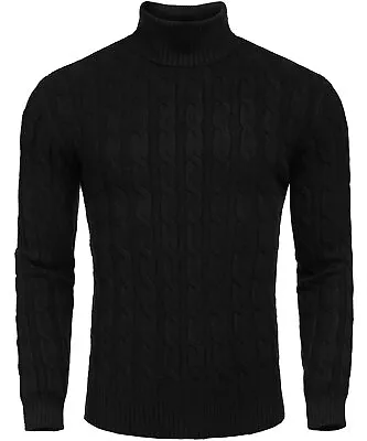 COOFANDY Men's Slim Fit Turtleneck Sweater Casual Twisted Knitted Pullover Sweat • $68.44