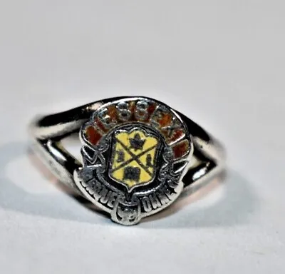 VTG Sterling Silver ESSEX High School RED YELLOW Enamel Crest Class Ring SZ 5.5 • $29.99