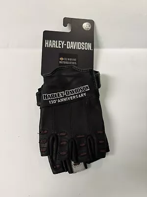 Harley Davidson Mens 120th Anniversary True North Fingerless Leather Gloves XL • $44.99