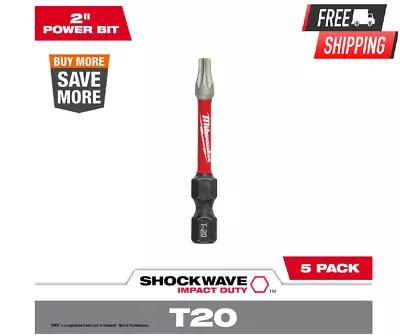 SHOCKWAVE Impact Duty 2 In. T20 Torx Alloy Steel Screw Driver Bit (5-Pack) • $11.95