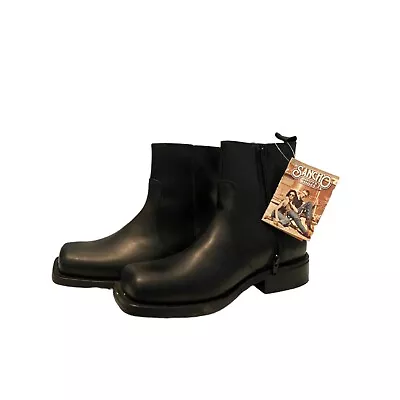 £60 • Buy Sancho Black Square Toe Cowboy / Cowgirl Ankle Zip Boots - Crazy Sandle EU40
