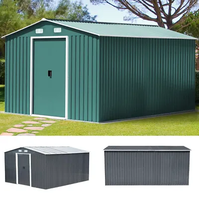 Garden Shed Metal Frame Apex Roof Outdoor Storage Organizer With Free Foundation • £329.95