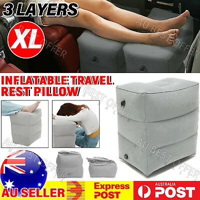 $18.92 • Buy Travel Air Pillow Foot Rest Inflatable Cushion XL 3 Layers Car Leg Footrest AU