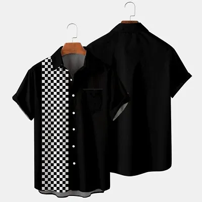 £21.82 • Buy Mens Premium Retro Classic Two-Tone Guayabera Bowling Casual Dress Shirt M-3XL