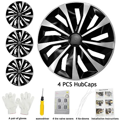 $43.60 • Buy 4Pcs16 Inch Hub Cap ABS Rim Wheel Cover Center Caps Covers Black Silver US Stock