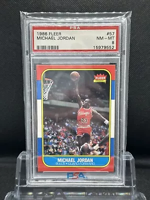 1986 Fleer #57 Michael Jordan Rc Psa 8 • $6875