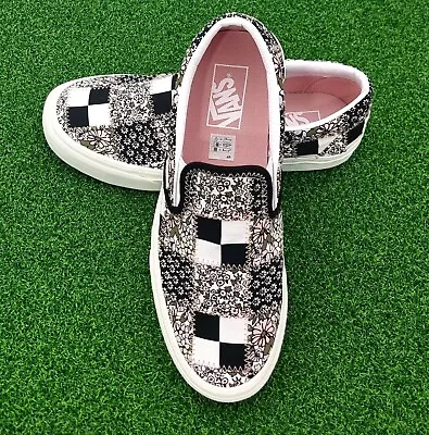 VERY RARE-Size 9.5 US-Women's Vans 'Patchwork' Print SLIP-ON Skate Shoes Sneaker • $85