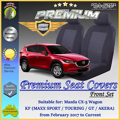 Premium Black Front Seat Covers For Mazda CX-5 (CX5) Wagon KF: 02/2017 - Current • $95.81