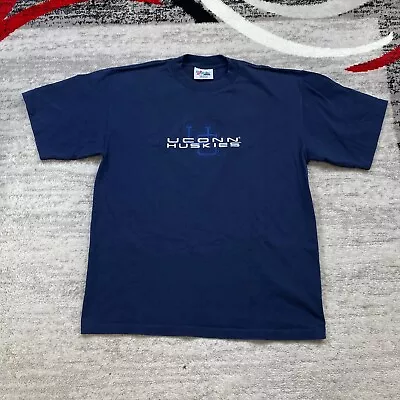 Vintage UConn Huskies Shirt Medium Blue White Connecticut Husky NCAA Basketball • $30.77