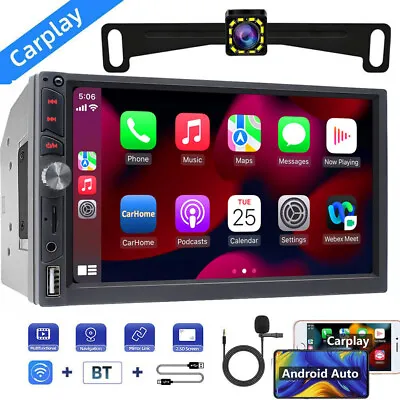 $49.99 • Buy Double 2Din 7  Car FM Radio Apple/Android Carplay Bluetooth Stereo Touch Screen
