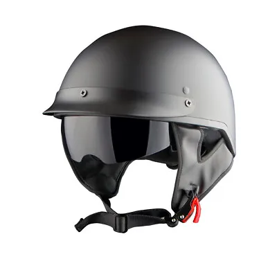 DOT 1Storm Motorcycle Half Face Helmet Mopeds Scooter Inner Visor Matt Black • $49.95