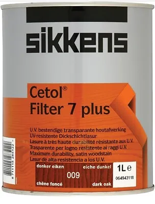 £32.99 • Buy Sikkens Cetol Filter 7 Plus, 1L Woodstain Many Colours To Choose From