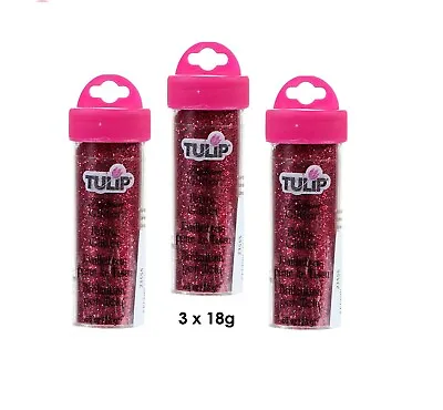 Triple Pack Tulip Fashion Glitter For Fabric Apple Red 23555 3 X 0.63oz 18g Vial • £8.49
