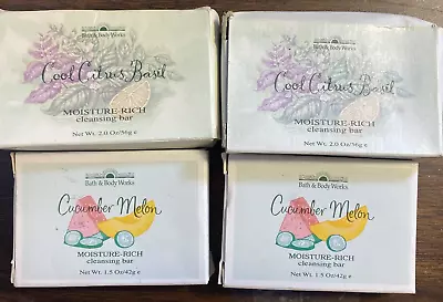 4 Bath & Body Works Soaps: Cool Citrus Basil & Cucumber Melon Cleansing Bar Soap • $13.99